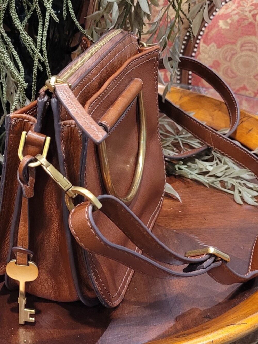 Authentic Fossil Ryder Mini Crossbody Brown Leather - Picture 9 of 12